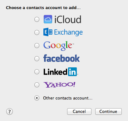 Contacts: Add Other Contacts Account.