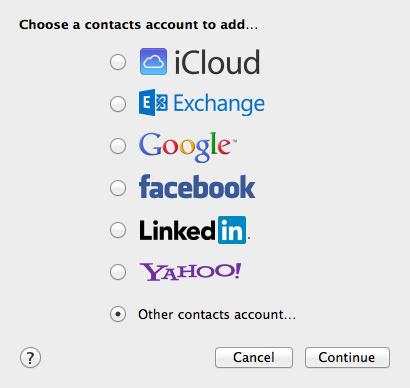 Contacts: Add Other Contacts Account.