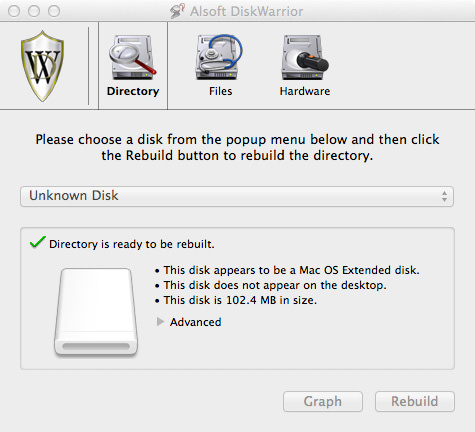 Getting Ready to Repair "Unknown Disk" in DiskWarrior.