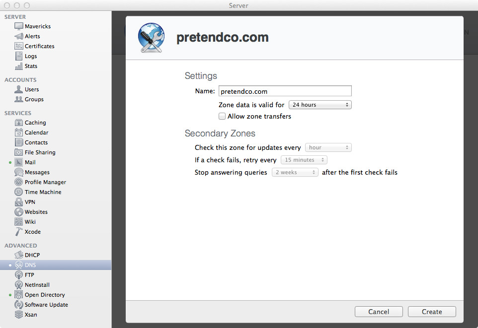 DNS - Adding a Primary Zone.