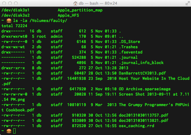 Showing the Contents of faulty Via Terminal.