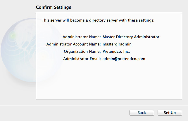 Confirm Your Open Directory Settings.