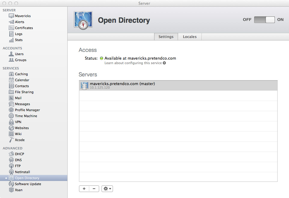 reset open directory mavericks server vpn