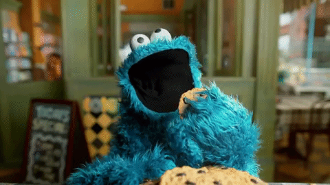 Cookie Monster eating cookies